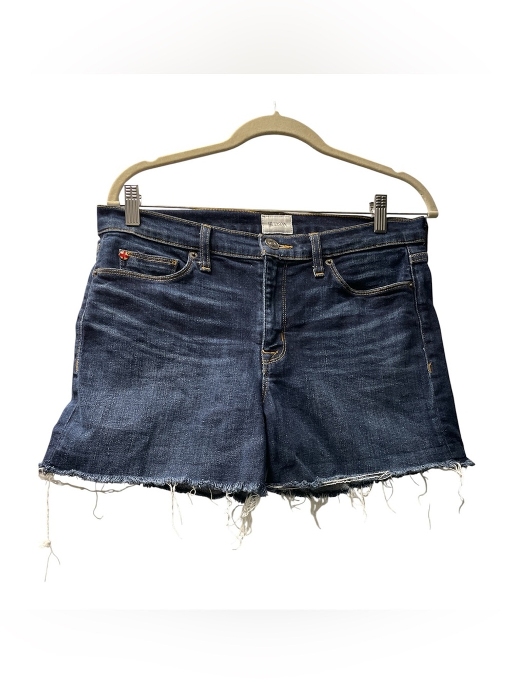 Hudson Jeans Dark Blue Raw Hem Denim Shorts